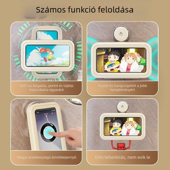 Fali telefontartó szívócsővel fürdőszobához, vízálló műanyag telefontok, falra szerelhető, egyszintes