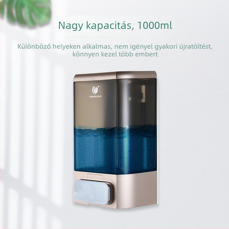 Falra szerelt szappanadagoló ABS kristály műanyagból, modern minimal stílus, kézi nyomásos működés, oxidált felület