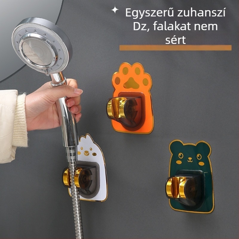 Fali zuhanytartó fúrás nélkül, állítható tartó a zuhanyfejnek — Modell B1177; műanyag, elektroplakolt felület; Auspicious Charm.