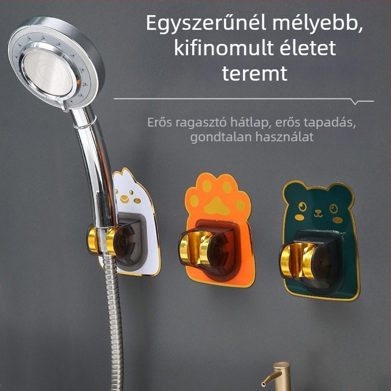 Fali zuhanytartó fúrás nélkül, állítható tartó a zuhanyfejnek — Modell B1177; műanyag, elektroplakolt felület; Auspicious Charm.