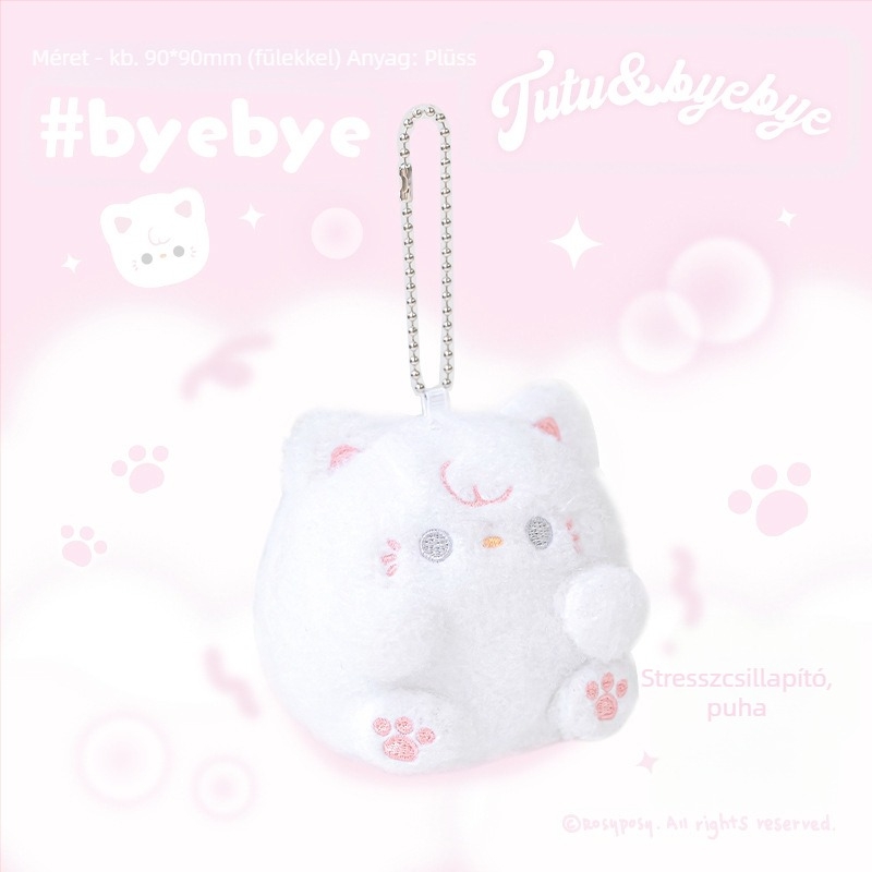 Tutu&Byebye Puha gombóc alakú medál – gyapjú plüss, kerek, iskolatáska dísze, japán és koreai stílus