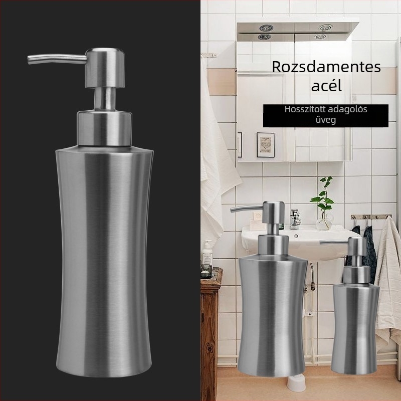 304 rozsdamentes acél kézi nyomású szappanadagoló, csiszolt felület, tömeg 150 g