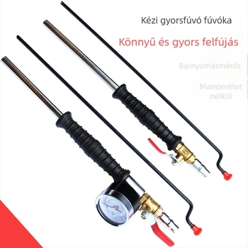 Gumiabroncs-fújó eszköz acél-plasztikus felépítéssel, nyomás kijelző 220, precizitás 0,02, több mértékegység olvasása