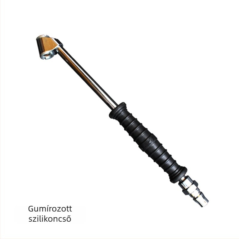 Gumiabroncs-fújó eszköz acél-plasztikus felépítéssel, nyomás kijelző 220, precizitás 0,02, több mértékegység olvasása