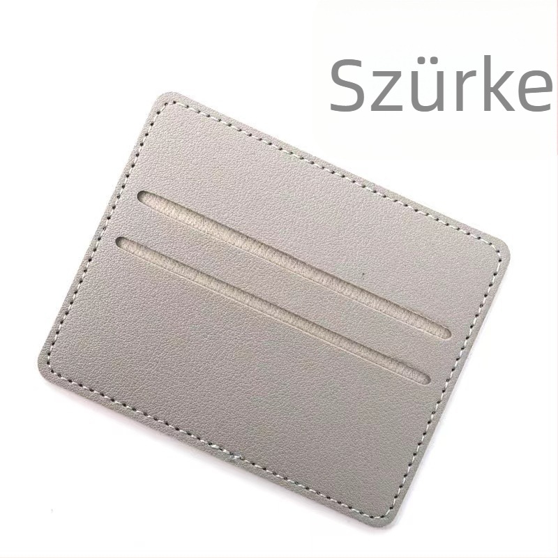 PU bőr kártyatartó, egyszínű, ultra vékony, nagy kapacitás, 1 hajtás, üzleti utazási stílus