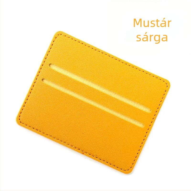 PU bőr kártyatartó, egyszínű, ultra vékony, nagy kapacitás, 1 hajtás, üzleti utazási stílus