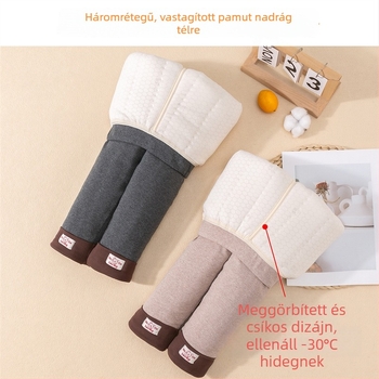 Lányok téli pamutnadrág belső fleece béléssel, háromrétegű steppelt kivitel, rendkívül melegek északi régiókhoz, gyerekeknek külső viselésre