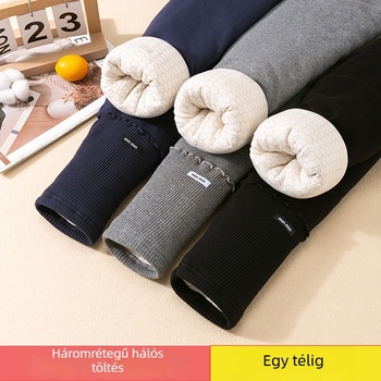 Gyerek téli termos pamutnadrág, magas derekú, 95% pamut 5% elasztán, nyitott ágyéktáj, 3–8 évesek