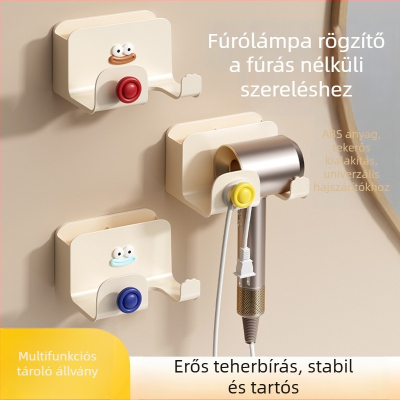 Hajszárító állvány, műanyag, egyszintes, skandináv stílusú fürdőszobai szervező