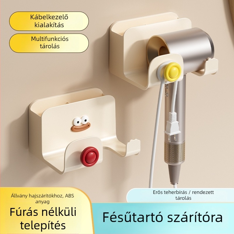 Hajszárító állvány, műanyag, egyszintes, skandináv stílusú fürdőszobai szervező