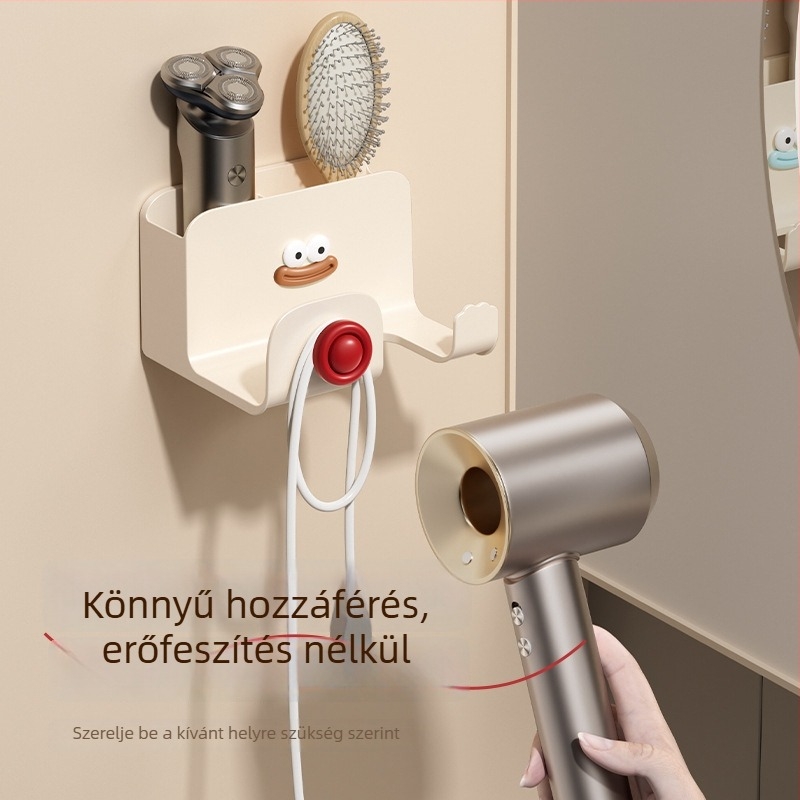 Hajszárító állvány, műanyag, egyszintes, skandináv stílusú fürdőszobai szervező