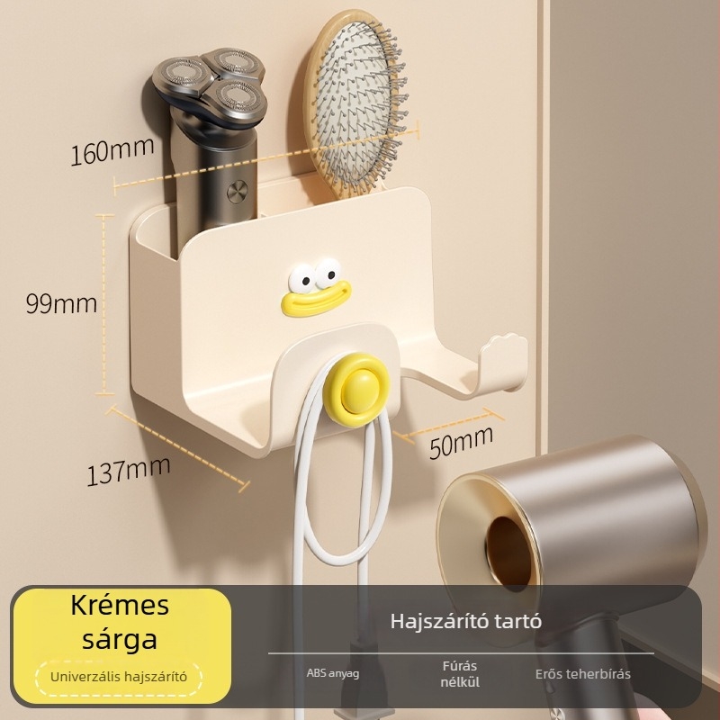 Hajszárító állvány, műanyag, egyszintes, skandináv stílusú fürdőszobai szervező