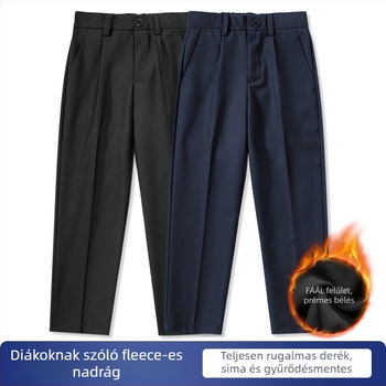 Fiúknak iskolai nadrág – szérge szövet, 100% poliészter, fleece bélés, téli modell, középmagas derék