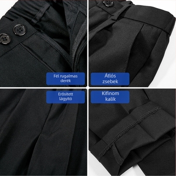 Fiúknak iskolai nadrág – szérge szövet, 100% poliészter, fleece bélés, téli modell, középmagas derék