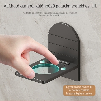 Fúró nélküli, függőleges falra szerelhető tároló – zuhanygél, kézfertőtlenítő és konyhai tisztítószereknek; anyag Space Aluminum; falon szívó rögzítés; 1 réteg; konyha és fürdőszoba; Master Liao
