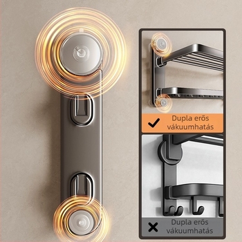 Fürdőszobai törölközőtartó vákuumos csészével, szénacélból, fúrás nélkül, 1 rétegű, modern minimalist stílus