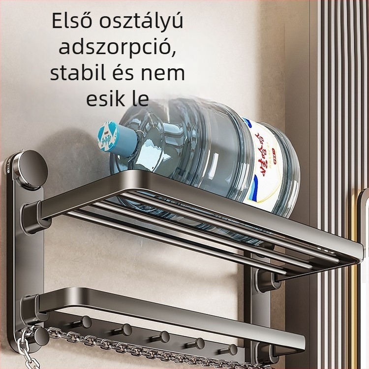 Fürdőszobai törölközőtartó vákuumos csészével, szénacélból, fúrás nélkül, 1 rétegű, modern minimalist stílus