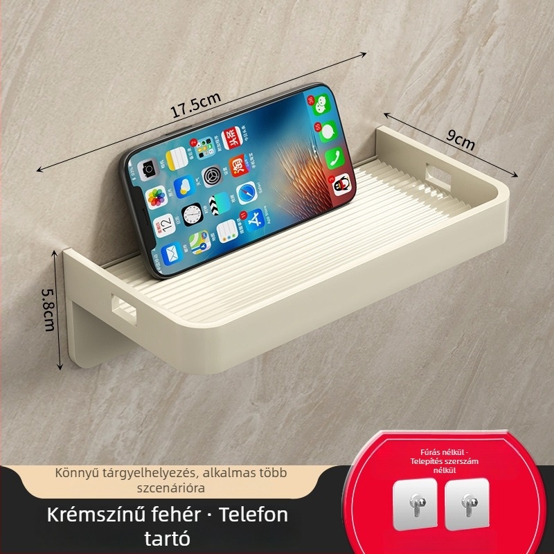 WC-telefon tartó, falra szerelhető, lyukfúrás nélkül, műanyag, modell ESJJ