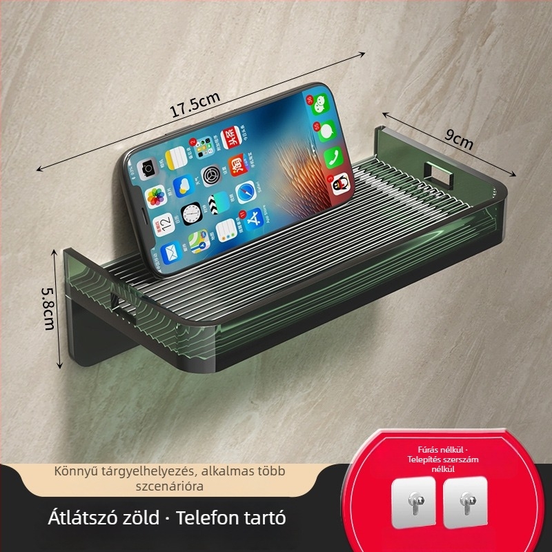 WC-telefon tartó, falra szerelhető, lyukfúrás nélkül, műanyag, modell ESJJ