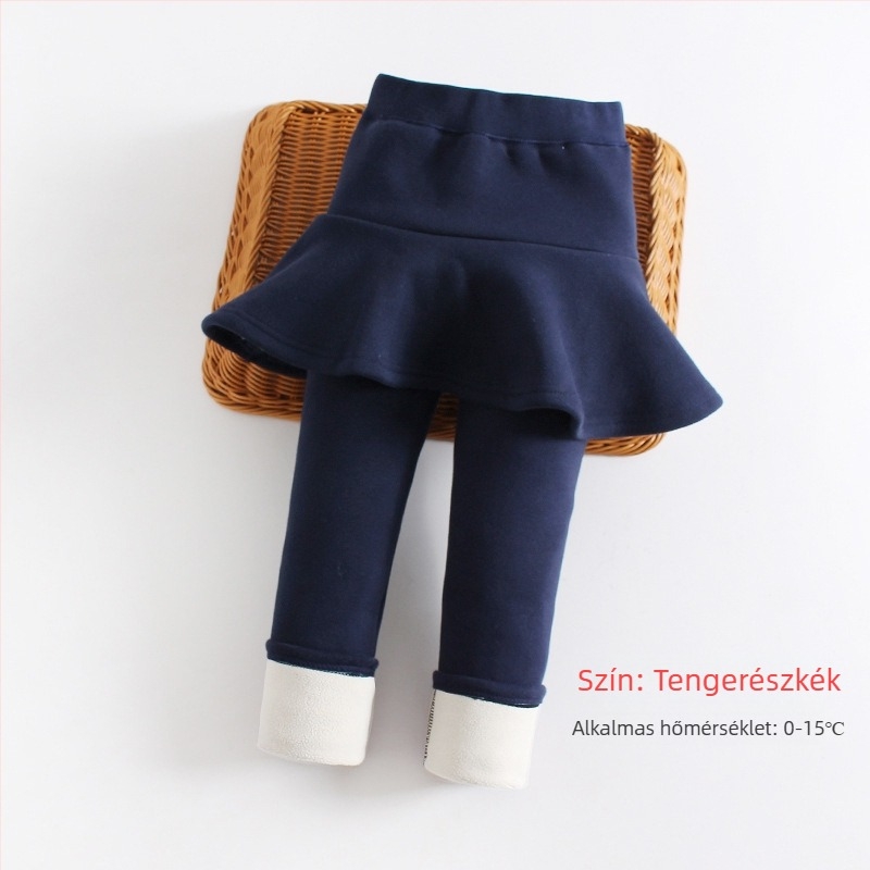 Gyerek téli culotte nadrág fleece belsővel, pamut keverék anyag (95% pamut), elasztikus derékrész, 3–8 évesek