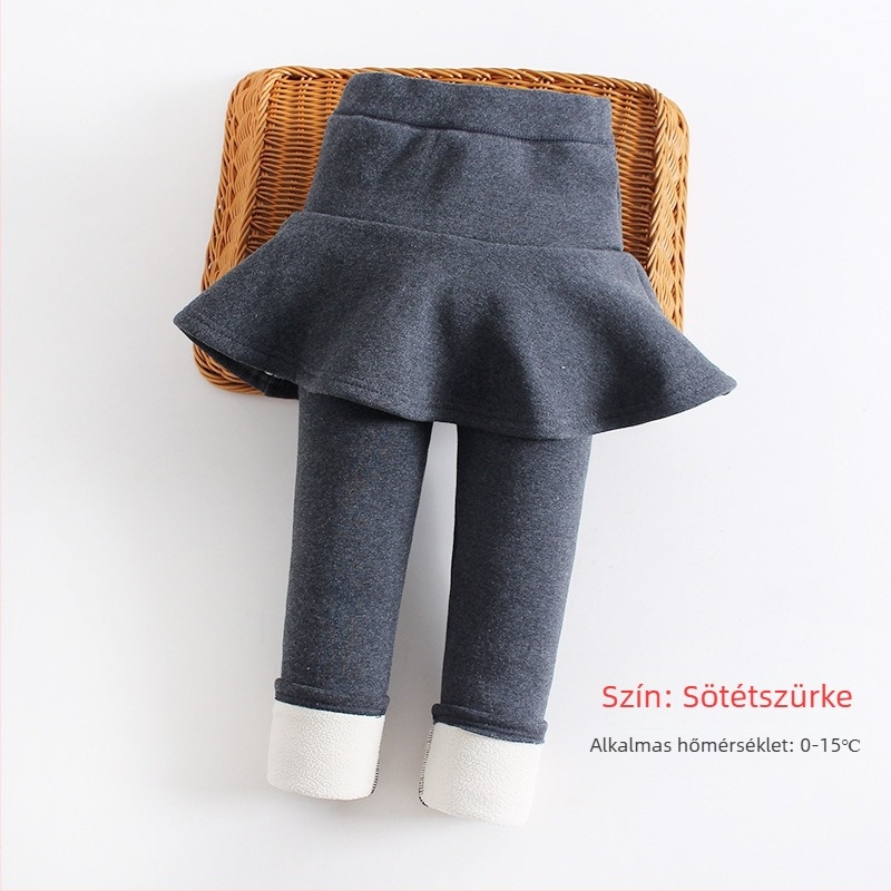 Gyerek téli culotte nadrág fleece belsővel, pamut keverék anyag (95% pamut), elasztikus derékrész, 3–8 évesek