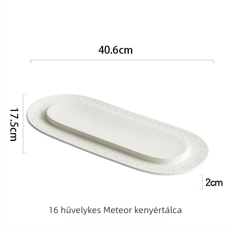 Porcelán ovális tál hotel étkészlethez, aláglazúrozott felület, mikrohullámú sütőben használható, logóval