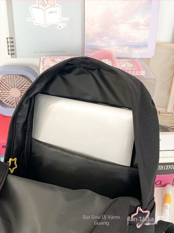 Női Harajuku-stílusú nylon hátizsák csillag mintával, kapacitás 36–55L, iskolai használatra, befogad 13 hüvelykes laptopot, ultra-könnyű légpárnás vállpántokkal