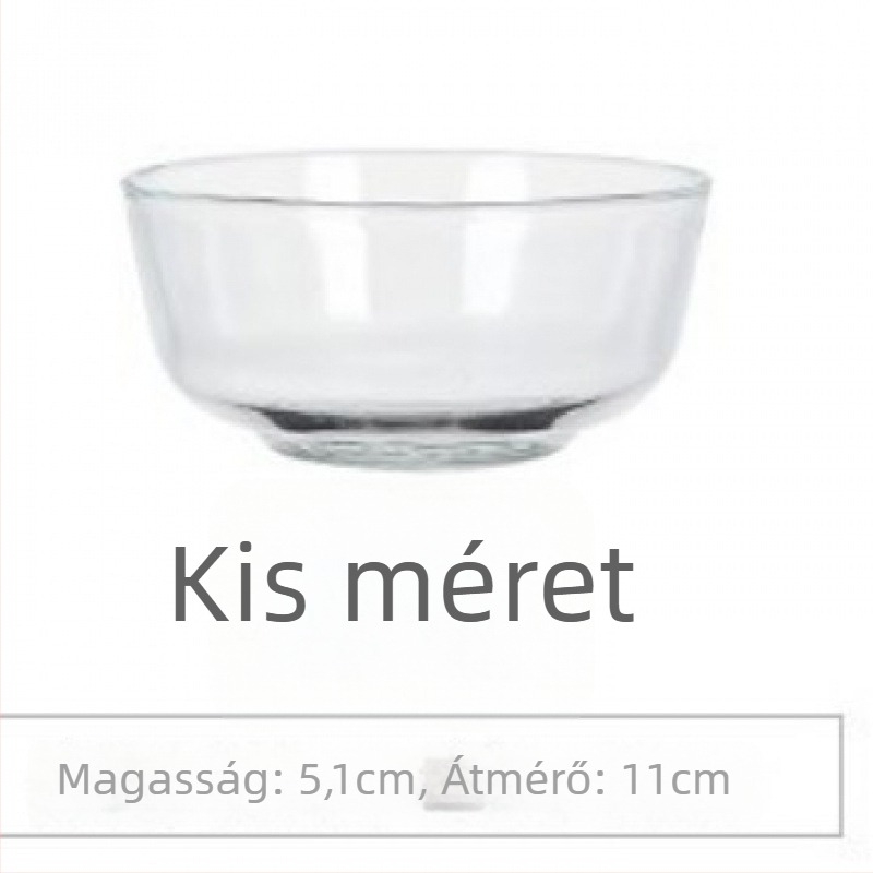 Saláta tál üvegből, hőálló, kerek, átlátszó, szállodai étkezésre, mikrohullámú sütő nem alkalmas