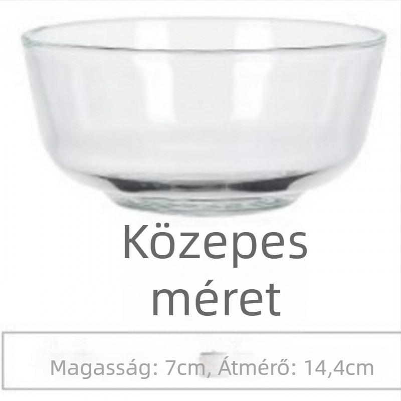 Saláta tál üvegből, hőálló, kerek, átlátszó, szállodai étkezésre, mikrohullámú sütő nem alkalmas