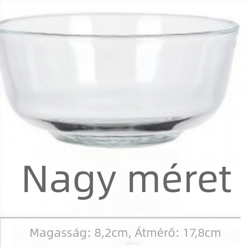 Saláta tál üvegből, hőálló, kerek, átlátszó, szállodai étkezésre, mikrohullámú sütő nem alkalmas