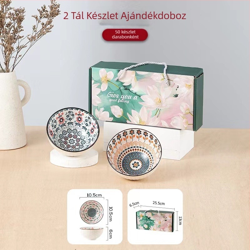 Japán stílusú porcelán étkészlet lótuszos tálakkal és evőpálcikákkal, mikrohullámú sütőben használható, alglazúros felület, többféle minta, testreszabható logó