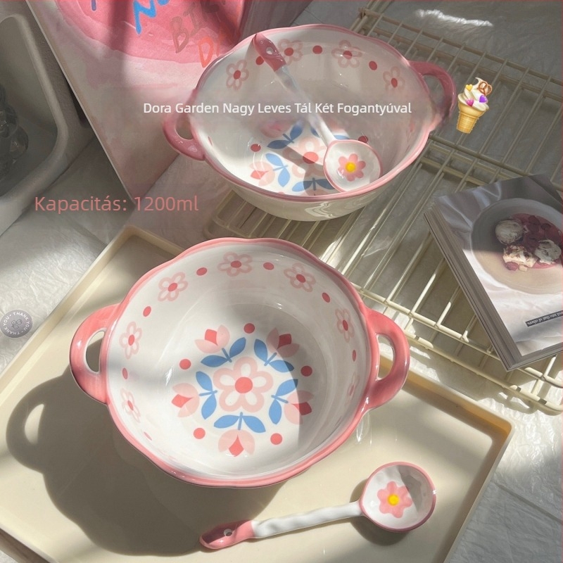 Dora Garden 2 darabos leveses tál szett, 1.2 L, dupla fül, csontporcelán, mikrohullámú sütőben használható