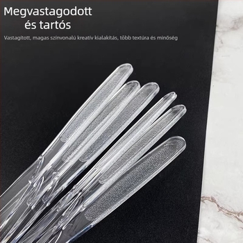 Egyszer használatos vastagított műanyag evőeszközök nyugati stílusú készlet hosszú nyéllel: kés, villa és kanál; mikrohullámú sütőben használható.