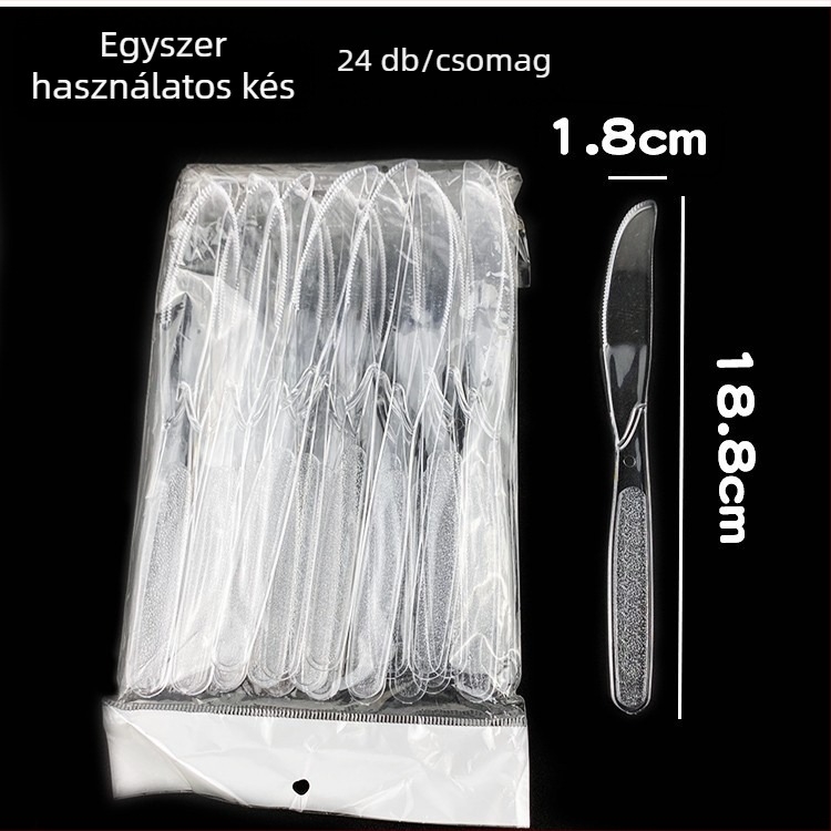 Egyszer használatos vastagított műanyag evőeszközök nyugati stílusú készlet hosszú nyéllel: kés, villa és kanál; mikrohullámú sütőben használható.