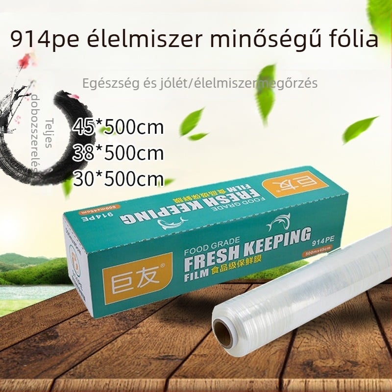 Dobozolt műanyag fólia, nagy tekercs, kereskedelmi konyhai használatra, antifog funkcióval