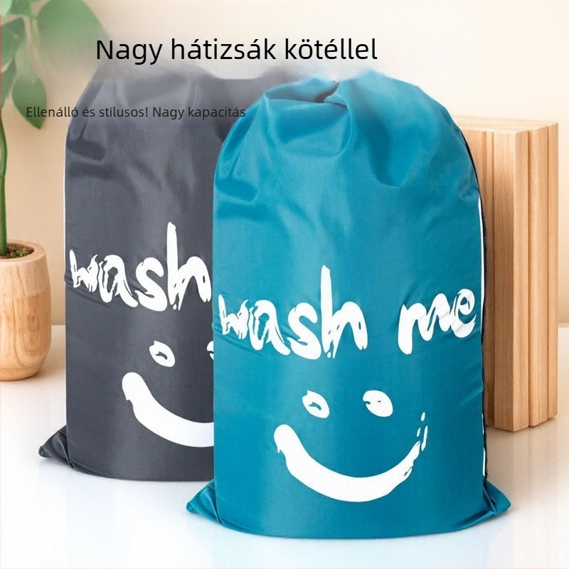 Fűzős táska, nagy kapacitású, hengeres alakú, Oxford anyag, sokoldalú