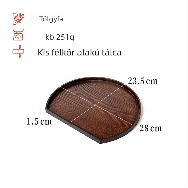 Fából készült teás tálca, kör alakú korong, polírozott felület, modern minimalist stílus, logó nyomtatás és testreszabás elérhető