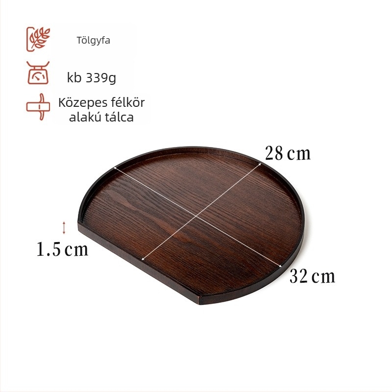 Fából készült teás tálca, kör alakú korong, polírozott felület, modern minimalist stílus, logó nyomtatás és testreszabás elérhető