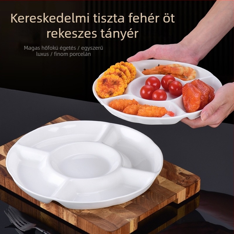 Porcelános tányér, kerek, egyszínű, modern minimalist stílusú, mikrohullámú sütőben is használható, logóval ellátva.