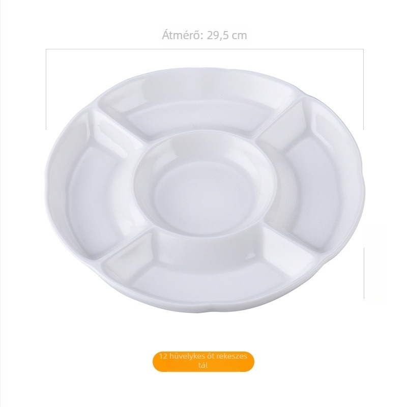 Porcelános tányér, kerek, egyszínű, modern minimalist stílusú, mikrohullámú sütőben is használható, logóval ellátva.