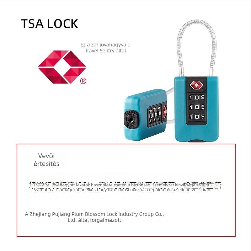 Plum lock TSA23902 mechanikus lakat, ABS műanyag, 3 mm-es záró rúd, utazáshoz és edzőtermi szekrényekhez