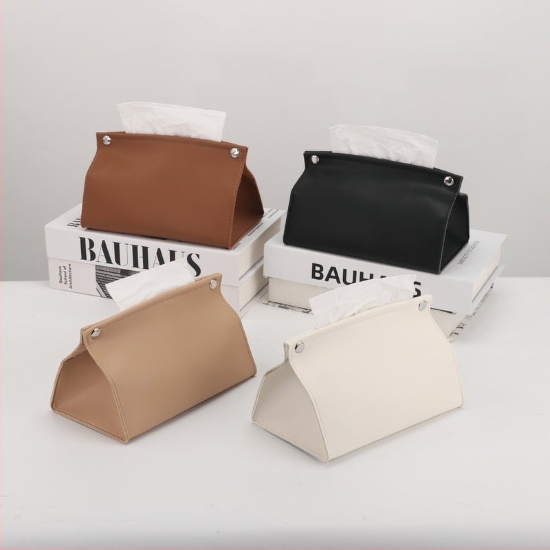 Bőr papírzsebkendő tartó doboz – modern minimalista dizájn, modell: sík nyílás vagy V-nyílás, autó, nappali és fürdőszoba számára, 100 db/doboz, logó nyomtatás és testreszabás