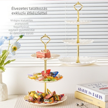 Háromszintes desszert-állvány PP-anyagból, Dongjun márka, modern minimalist stílus