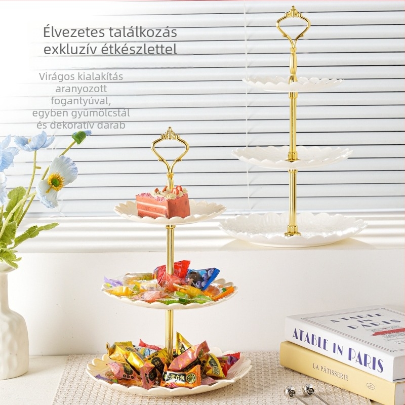 Háromszintes desszert-állvány PP-anyagból, Dongjun márka, modern minimalist stílus