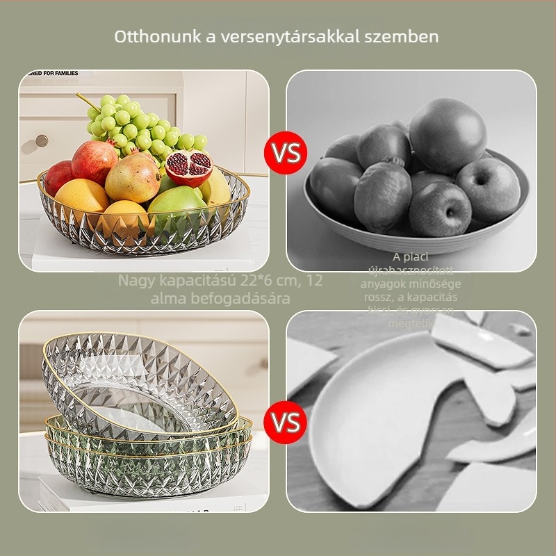 Üveg gyümölcstál, egyszerű stílus, snack-kiállító tál (2020 őszén megjelenés)