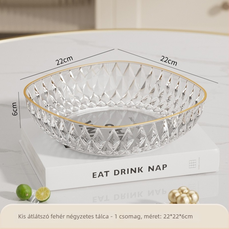 Üveg gyümölcstál, egyszerű stílus, snack-kiállító tál (2020 őszén megjelenés)