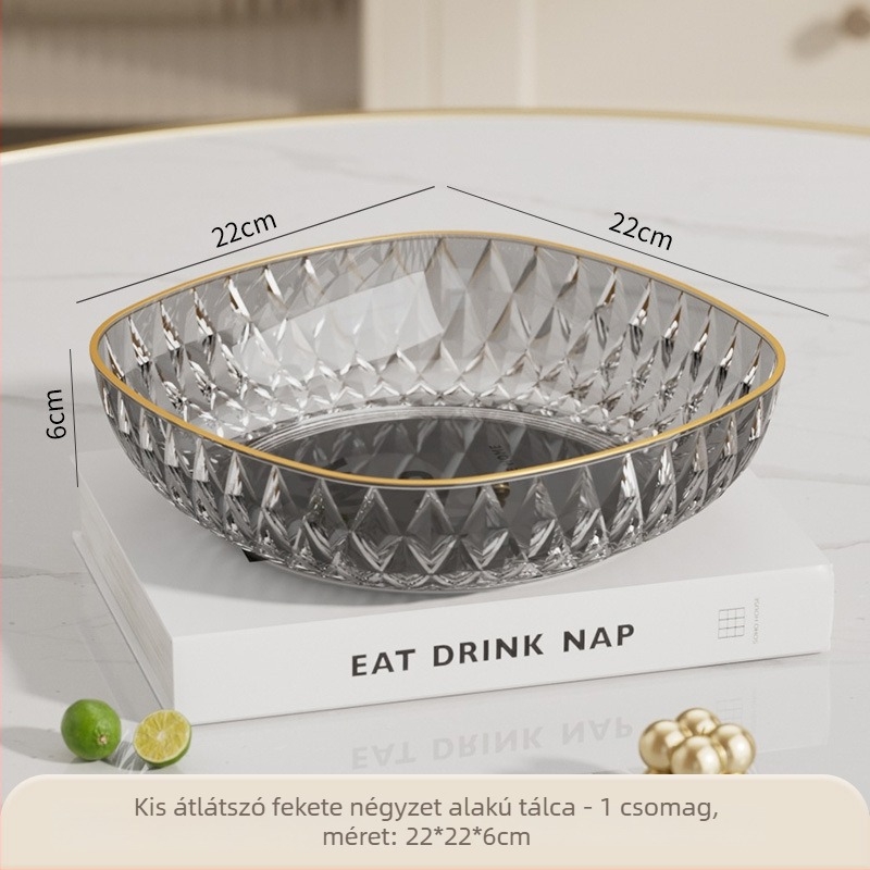 Üveg gyümölcstál, egyszerű stílus, snack-kiállító tál (2020 őszén megjelenés)