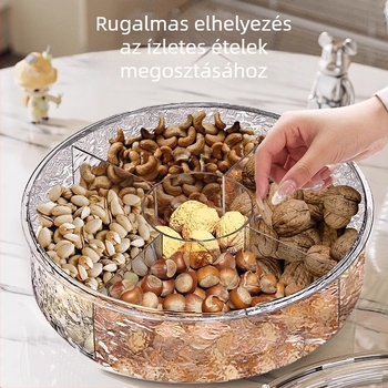 Medve alakú zárható tál diófélék és nassolnivalók számára, rekeszekkel a szárított gyümölcsöknek, otthoni használatra, könnyed luxus dizájn