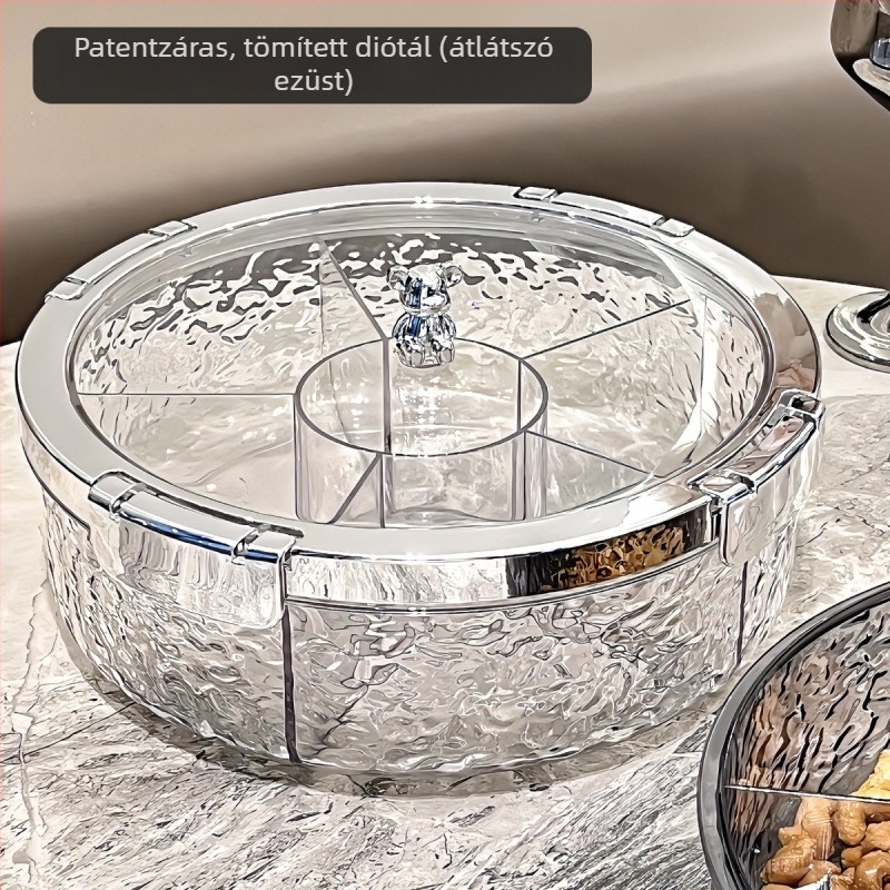 Medve alakú zárható tál diófélék és nassolnivalók számára, rekeszekkel a szárított gyümölcsöknek, otthoni használatra, könnyed luxus dizájn