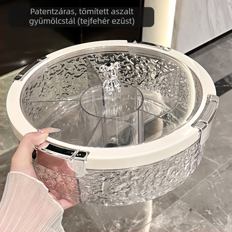 Medve alakú zárható tál diófélék és nassolnivalók számára, rekeszekkel a szárított gyümölcsöknek, otthoni használatra, könnyed luxus dizájn